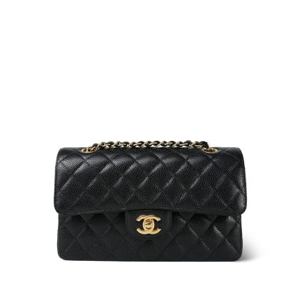 Black Caviar Quilted Small Classic Flap Gold HW