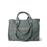 23S Washed Denim Small Deauville Tote Silver Hardware - Image 7