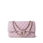 21S Light Pink Caviar Quilted Medium Classic Flap Light Gold Hardware - Image 12
