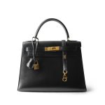 Kelly Sellier 28 Black Box Calfskin Gold Plated (H) Stamp