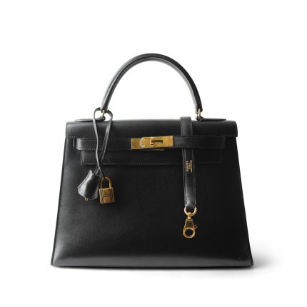 Kelly Sellier 28 Black Box Calfskin Gold Plated (H) Stamp