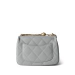24P Grey Caviar Quilted Sweetheart Mini Flap Aged Gold Hardware - Image 13