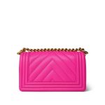 24C Pink Caviar Chevron Quilted Boy Bag Small Aged Gold Hardware m - Image 4