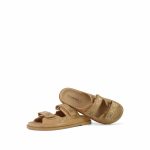 24P Beige Lambskin Quilted Velcro Sandals/Mules Light Gold Hardware