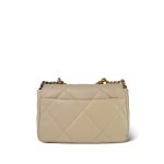 20A Beige Goatskin Quilted 19 Flap Small Mixed Hardware - Image 7