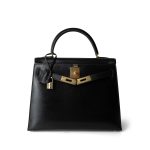Kelly 28 Sellier Black Box Calfskin Gold Plated Y Circle Stamp - Image 16