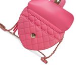 22S Pink Lambskin Quilted Large Heart Bag Light Gold Hardware - Image 4