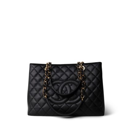 Black Caviar Quilted Grand Shopping (GST) Tote GHW