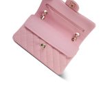 22C Sakura Pink Caviar Quilted Small Classic Flap LGHW - Image 12