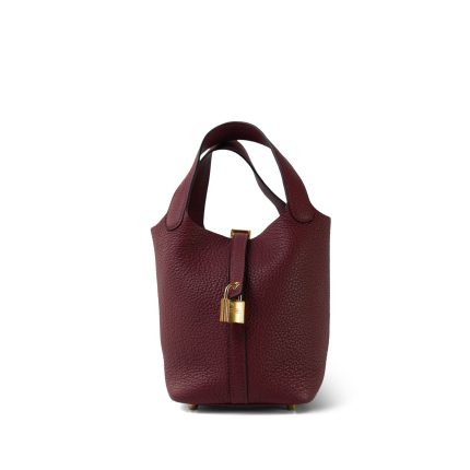 Picotin Lock 18 Rouge H Taurillon Clemence Gold Plated B Stamp