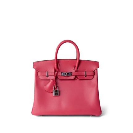 Birkin 25 Rose Lipstick Tadelakt Palladium Plated [R] Stamp