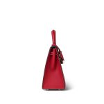 Kelly Sellier 25 Bi-Color Rouge Casaque/Bleu Thalassa Epsom White Stitching Gold Plated [P] Stamp - Image 13