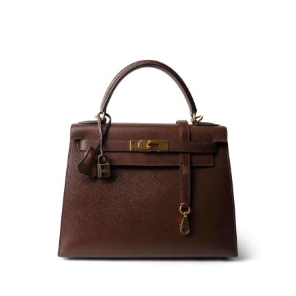 Kelly Sellier 28 Havana/ Brown Courchevel Gold Plated [E] Stamp