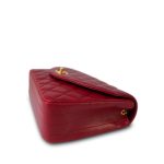 Red Lambskin Quilted Half Moon Flap Small GHW - Image 6