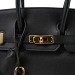 Birkin 25 Black/ Noir Swift Gold Plated A Stamp - Image 4