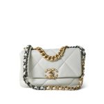 20A White Goatskin Quilted 19 Flap Small Mixed Hardware - Image 10