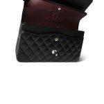 Black Lambskin Quilted Classic Flap Medium Silver Hardware - Image 13
