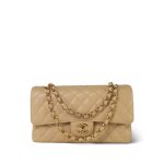 Beige Clair Caviar Quilted Medium Classic Flap Gold Hardware - Image 10