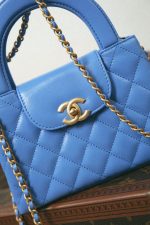 24P Blue Nano Kelly Shopper Aged Gold Hardware - Image 12