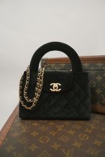 Black Caviar Quilted Mini Rectangular Flap Light Gold Hardware - Image 6