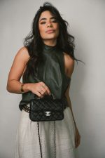 Black Lambskin Quilted Mini Crystal Top Handle LGHW - Image 2