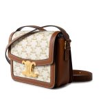Celine Teen Triomphe Bag Canvas and Calfskin White - Image 12