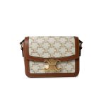 Celine Teen Triomphe Bag Canvas and Calfskin White - Image 17