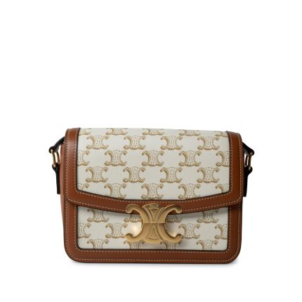 Celine Teen Triomphe Bag Canvas and Calfskin White