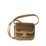 Celine Gold Mini Triomphe Sequins and Calfskin