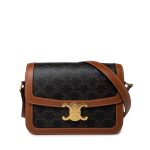 Celine Tan Triomph Canvas And Calfskin Triomphe Bag