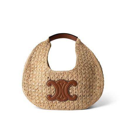 Celine Panier Hobo Bag Raffia and Calfskin