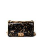 19A Old Medium Le Boy Black and Gold Crocodile Embossed Graffiti - Image 2