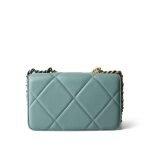 19C Tiffany Blue Lambskin Quilted 19 Wallet on Chain Mixed Hardware - Image 6