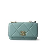 19C Tiffany Blue Lambskin Quilted 19 Wallet on Chain Mixed Hardware - Image 2