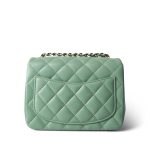 21C Green Lambskin Quilted Mini Square Flap Light Gold Hardware - Image 5