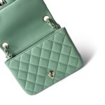 21C Green Lambskin Quilted Mini Square Flap Light Gold Hardware - Image 9