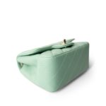 21C Green Lambskin Quilted Mini Square Flap Light Gold Hardware - Image 7