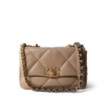 21S Dark Beige Lambskin Quilted 19 Flap Small Mixed Hardware - Image 11