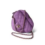 22S CC In Love Purple Lambskin Quilted Large Heart Bag - Image 15