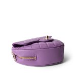 22S CC In Love Purple Lambskin Quilted Large Heart Bag - Image 8