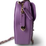 22S CC In Love Purple Lambskin Quilted Large Heart Bag - Image 12
