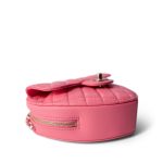 22S Pink Lambskin Quilted Large Heart Bag Light Gold Hardware - Image 6
