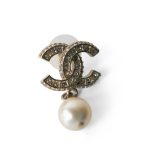 23A CC Silver Crystal & Pearly White Drop Earrings - Image 3