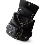 23A Black Lambskin Quilted Duma Back Pack Light Gold Hardware - Image 7