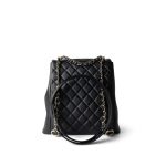 23A Black Lambskin Quilted Duma Back Pack Light Gold Hardware - Image 3