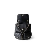 23A Black Lambskin Quilted Duma Back Pack Light Gold Hardware - Image 2
