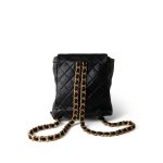 Chanel Vintage Black Leather Duma Backpack GHW