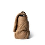 Dark Beige Goatskin Quilted 19 Flap Small Aged Gold Hardware - Image 2