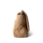 Dark Beige Goatskin Quilted 19 Flap Small Aged Gold Hardware - Image 4