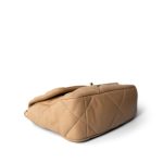 Dark Beige Goatskin Quilted 19 Flap Small Aged Gold Hardware - Image 7